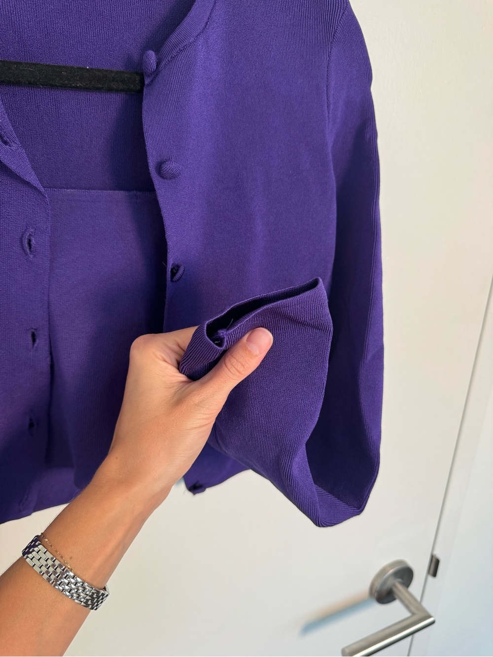 Mango Deep Purple Cropped Button Cardigan - Picture 6 of 15